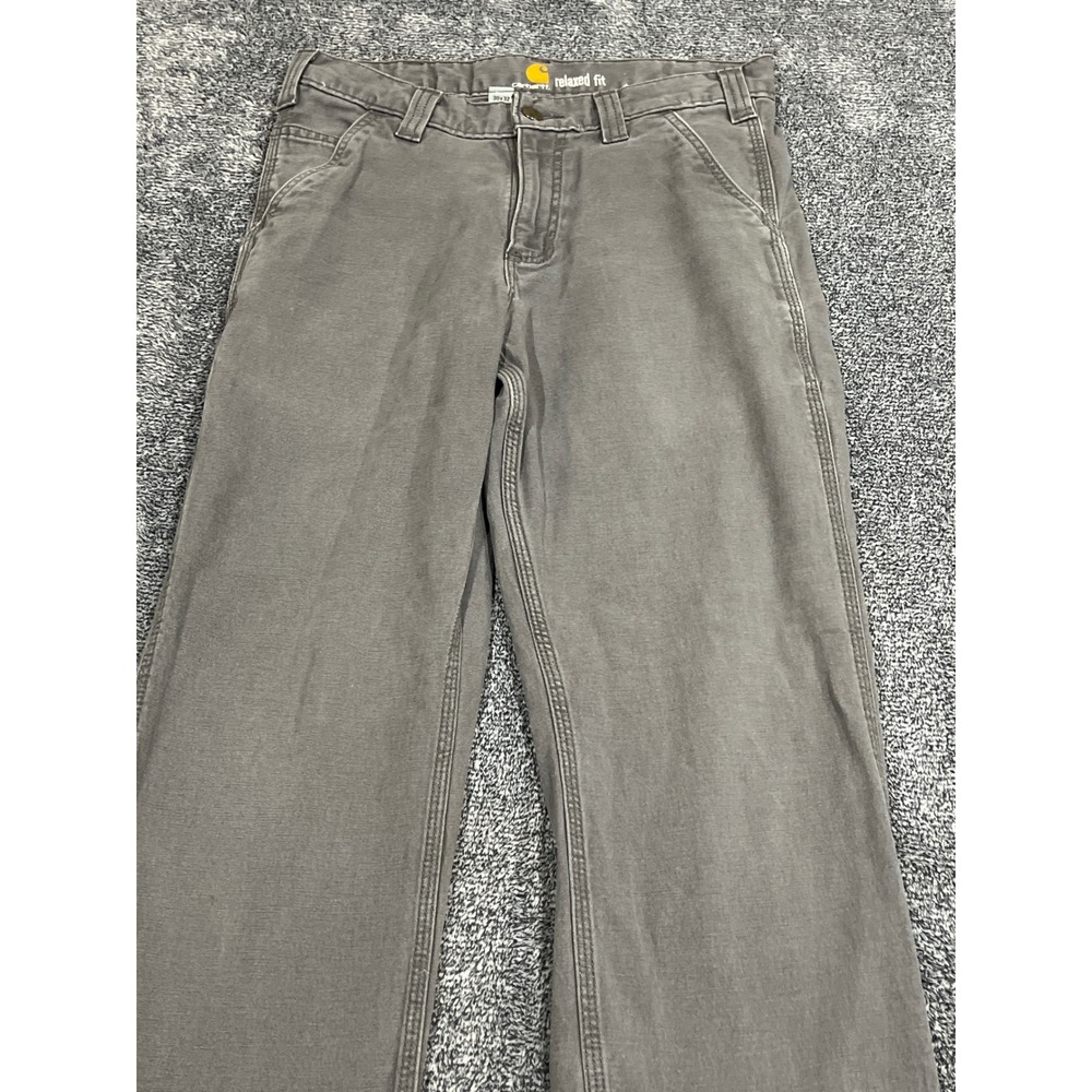 Carhartt Relaxed Fit Gray Canvas Work Pants Mens 30x32 Straight Leg 102291-039